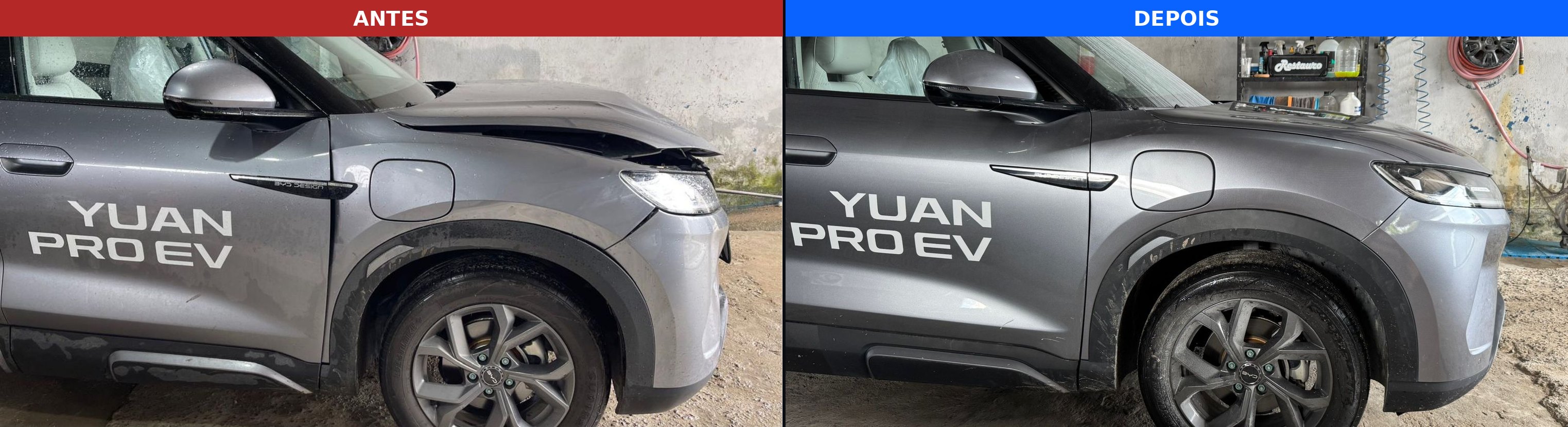 BYD Yuan Pro EV - Antes e Depois (lateral)
